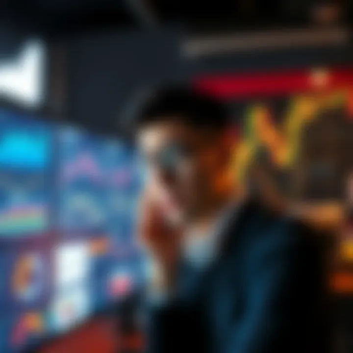 A person looking stressed while observing multiple charts on a screen