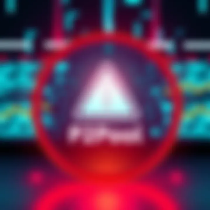 A graphic showing a warning sign with a digital background, symbolizing a security breach in P2Pool mining, urging users to update for protection.