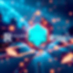 Illustration showing integration of AI technology with blockchain and energy, featuring logos of Palantir, Hedera, NVIDIA, and CenterPoint Energy