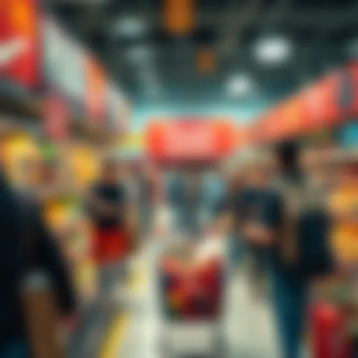 People rushing to buy groceries during a panic buying event.