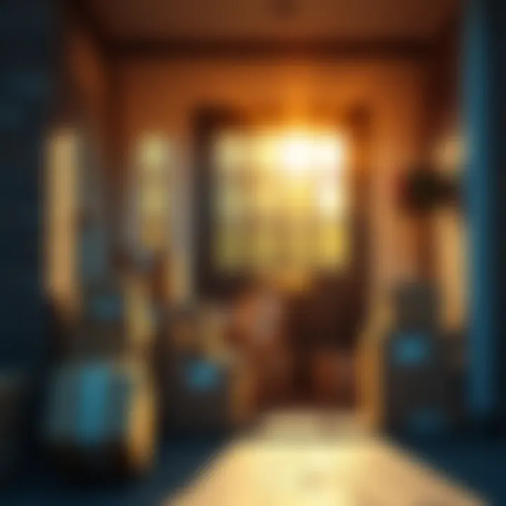 A stack of parcels waiting at a front door on a sunny day