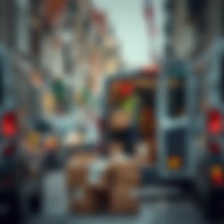 A delivery person loading parcels into a van on a busy street in the Netherlands, showcasing the increasing number of packages