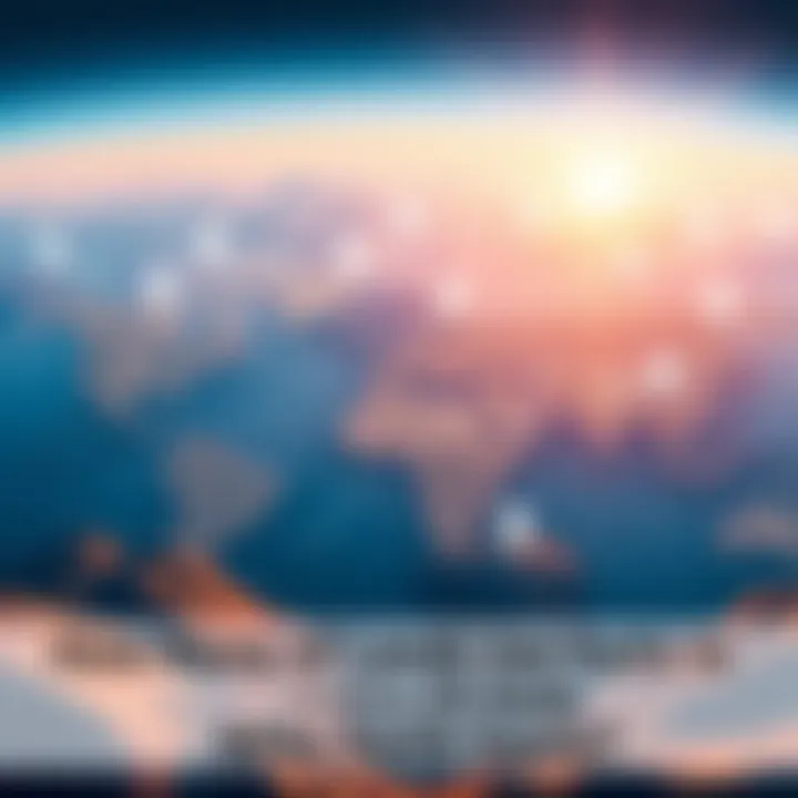 A graphic showing multiple parcels of land representing land ownership in the Atlas Earth game, with dollar signs indicating earnings.