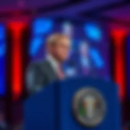 Patrick Witt, a White House representative, speaking at a podium during HederaCon 2026