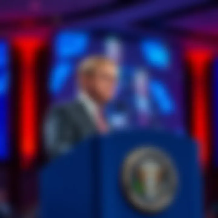 Patrick Witt, a White House representative, speaking at a podium during HederaCon 2026