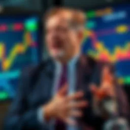 Paul Atkins speaking about the impact of SEC regulations on crypto markets, with charts showing market trends in the background.