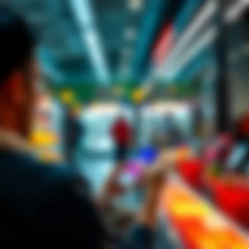 A person making a purchase at a store using a smartphone to pay with cryptocurrency