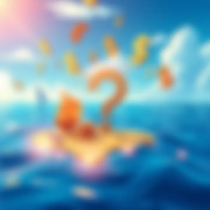 Illustration of Bahamas with currency symbols and a question mark about payment status