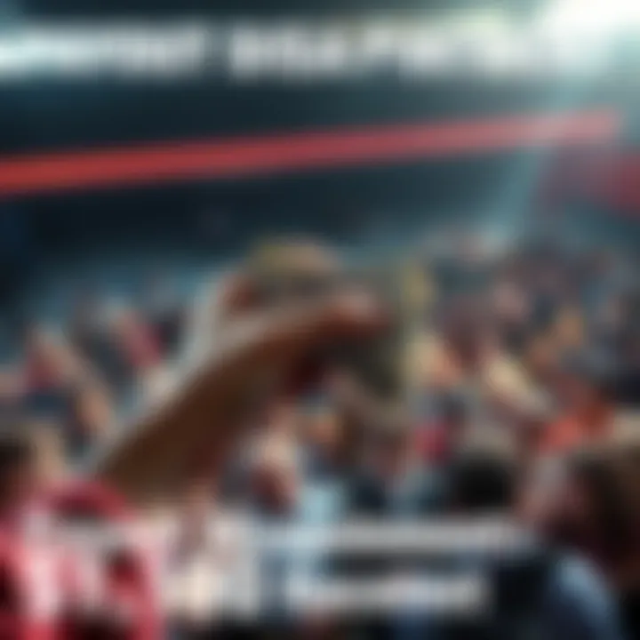 Visual representation of financial frustration, depicting a hand holding a small stack of cash in front of a disappointed crowd