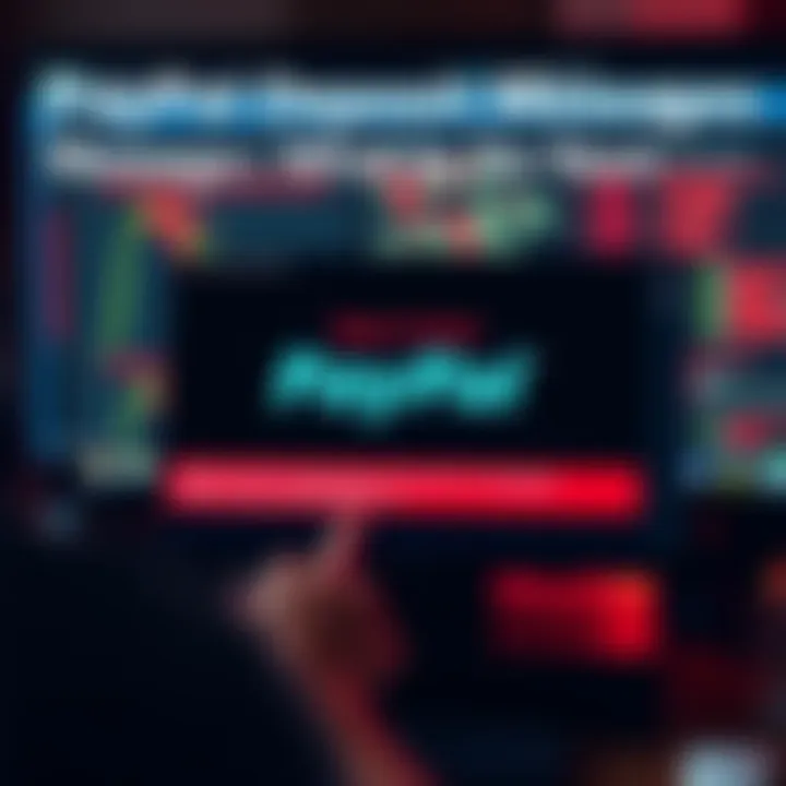 A computer screen displaying PayPal error messages while trying to deposit AUD.