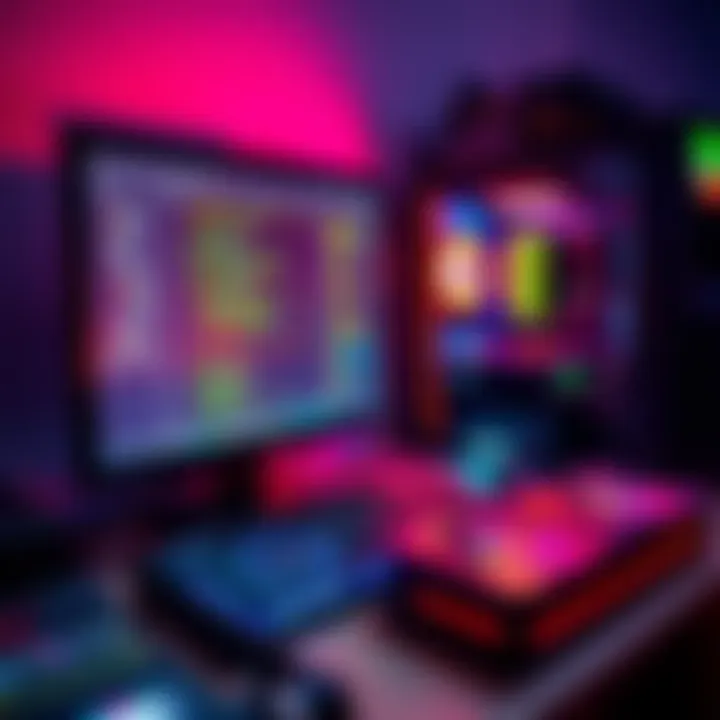 A computer setup with mining software displayed on the screen and graphics cards visible, symbolizing PC mining for cryptocurrencies.