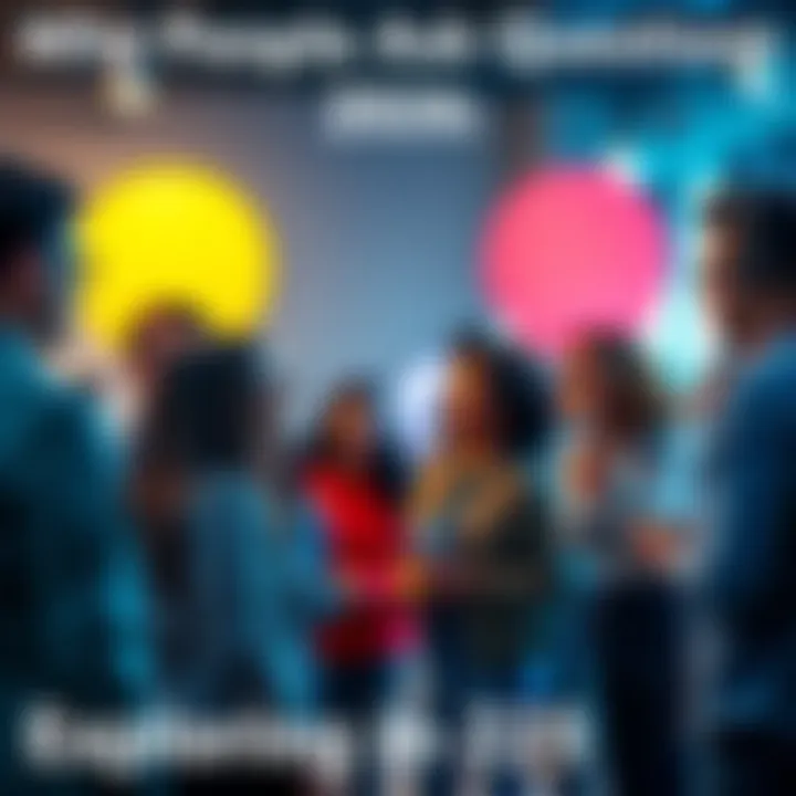 Group of diverse people engaging in conversation and asking questions to each other