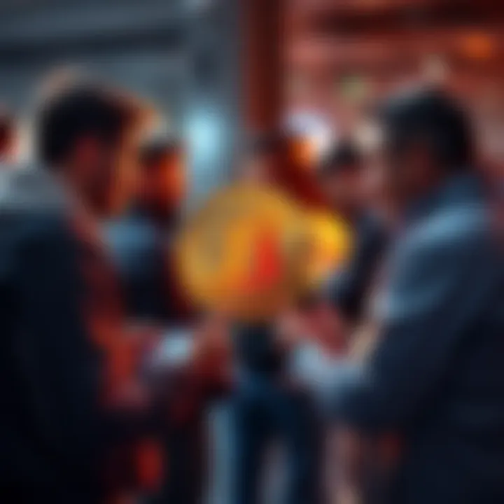 Group of people engaged in a conversation about Bitcoin and cryptocurrency awareness