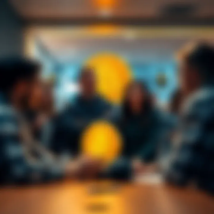 Group of people sharing opinions about Bitcoin in a casual setting