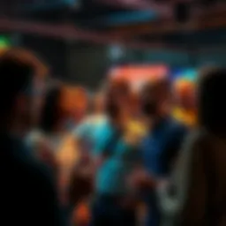 A group of people in a lively conversation about Buttcoin news, sharing their stories and experiences.