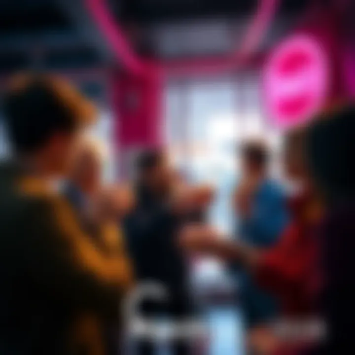 People discussing with donuts A group of people engaging in a lively discussion while enjoying donuts