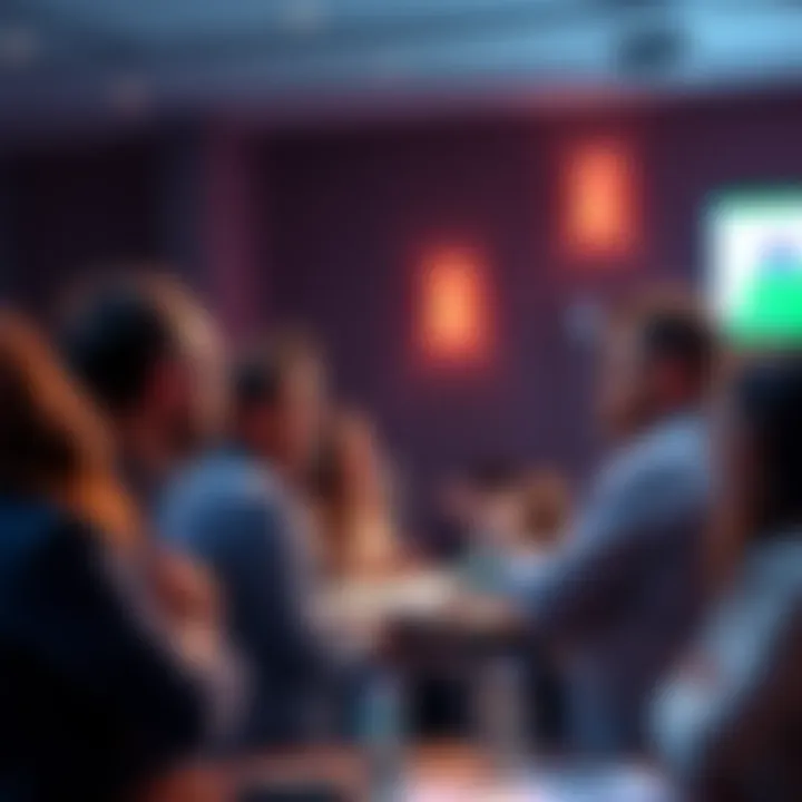 A group of people engaged in a lively discussion about current trends at a forum