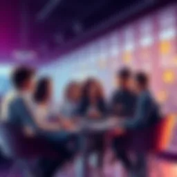 People Engaged with Cryptocurrency A diverse group of people discussing cryptocurrency in a modern setting, showing different motivations like technology and profit.