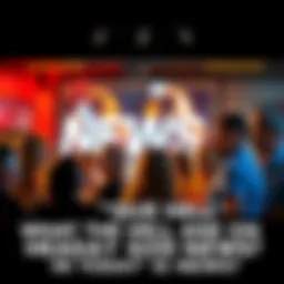 A diverse group of people sharing opinions and reactions about current news topics in a lively setting.