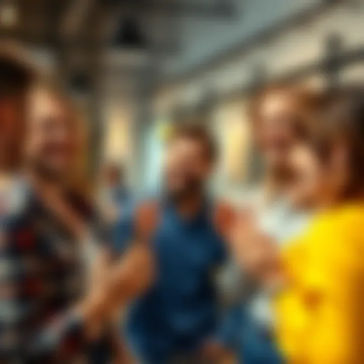 A group of friends smiling and exchanging thanks during a casual gathering