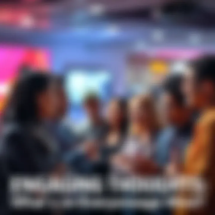 A diverse group of people engaged in a lively conversation, exchanging ideas and opinions.