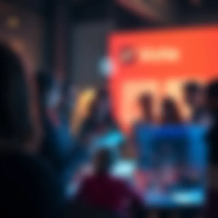 A diverse group of people engaged in a collaborative voting process, discussing ideas and using technology to support a new open-source voting system.