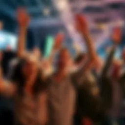 People Celebrating Market Gains A group of excited people celebrating a small rise in market asset values, highlighting their enthusiasm despite a struggling market