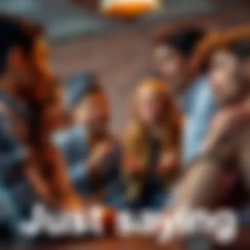 A group of friends talking animatedly, expressing opinions and frustrations about everyday topics, reflecting on the meaning of 'just saying'.