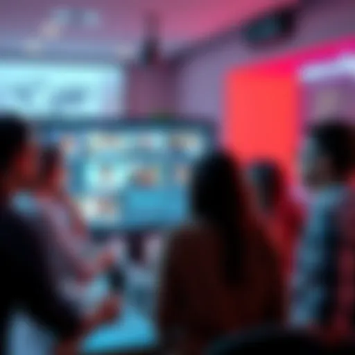 Group of people engaging in discussions on a computer screen in a lively online forum setting.