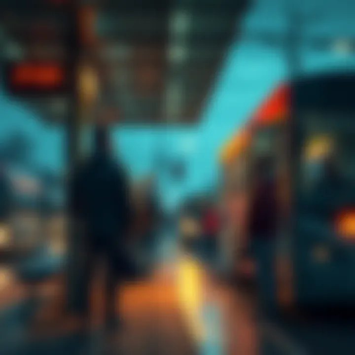 A group of people anxiously waiting at a bus stop, reflecting on missed opportunities