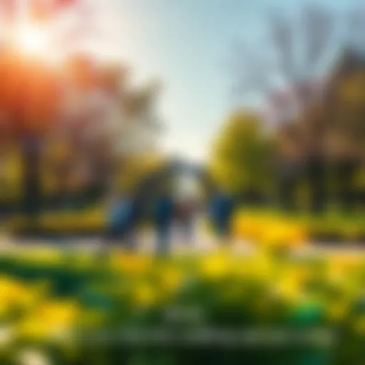 People walking in a park A group of people enjoying a sunny day while walking in a beautiful park