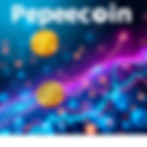 A visual representation of Pepecoin's price rising sharply, showing upward trends and coin graphics.