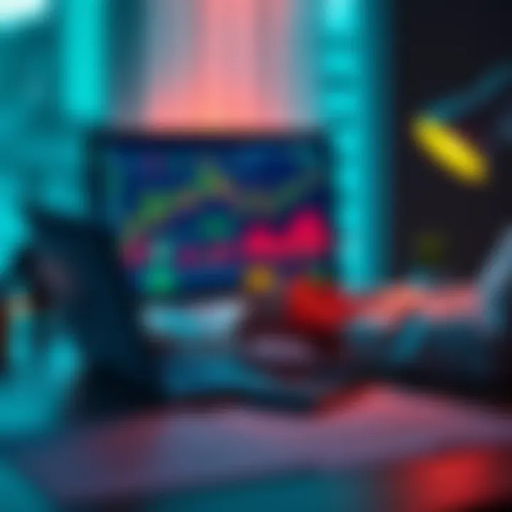 A person sitting at a desk, studying cryptocurrency charts on a laptop, with notes and a calculator beside them, symbolizing financial planning and investment strategies.