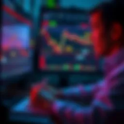 A person looking at a computer screen with declining crypto charts and making notes about their investment strategy.