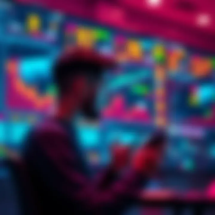 A person looking at a screen displaying cryptocurrency prices and charts, evaluating investment options.