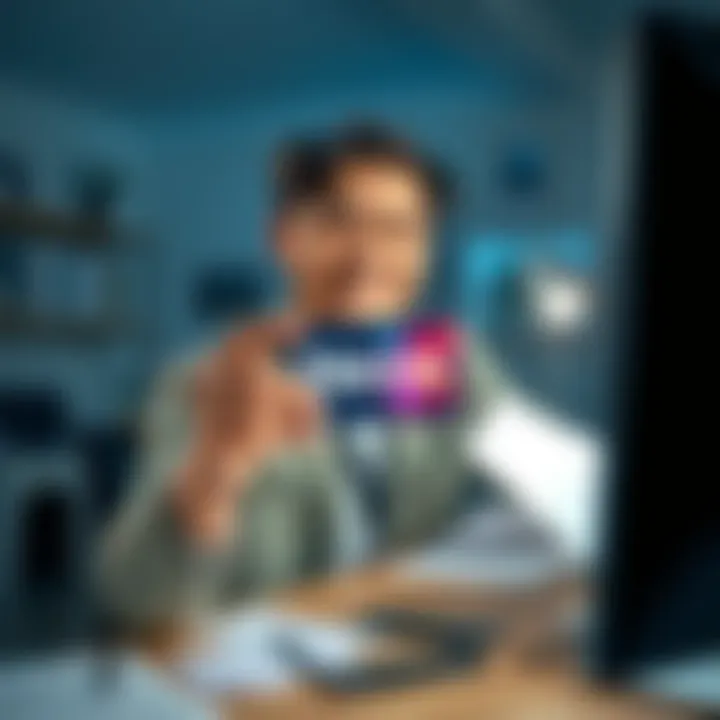 A person is showing their new Nexo card while smiling, surrounded by papers and a computer, illustrating the card ordering process.