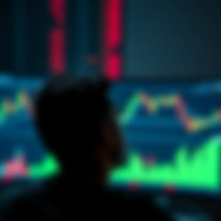 Person looking at Bitcoin chart A person gazes at a Bitcoin chart on a computer screen, reflecting on lost dreams and searching for hope.