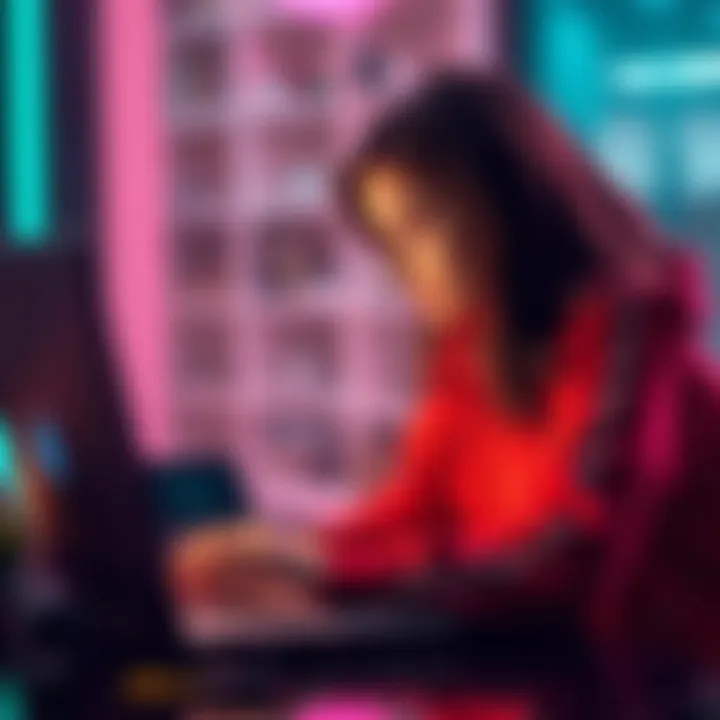 Individual with a masculine ID and feminine appearance looking at a laptop screen while attempting to open a Revolut account