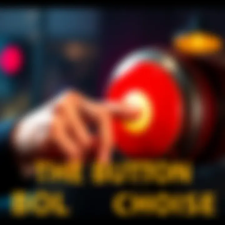 A person confidently pressing a large button, symbolizing an easy decision-making process