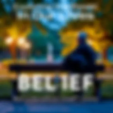 Person reflecting on belief A person sitting on a bench, thinking deeply about the impact of their beliefs on life choices, with a serene park in the background.