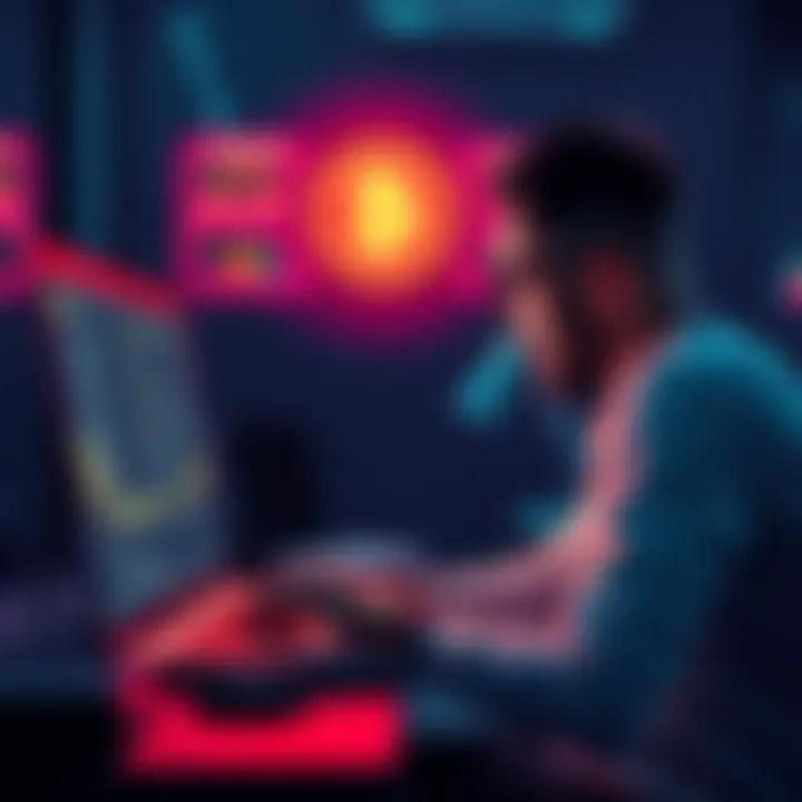 Person looking at a computer screen Individual searching for an old Apollo cryptocurrency wallet on a laptop