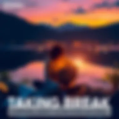 A person sitting in a tranquil setting, sketching digital art while ignoring cryptocurrency news on a laptop