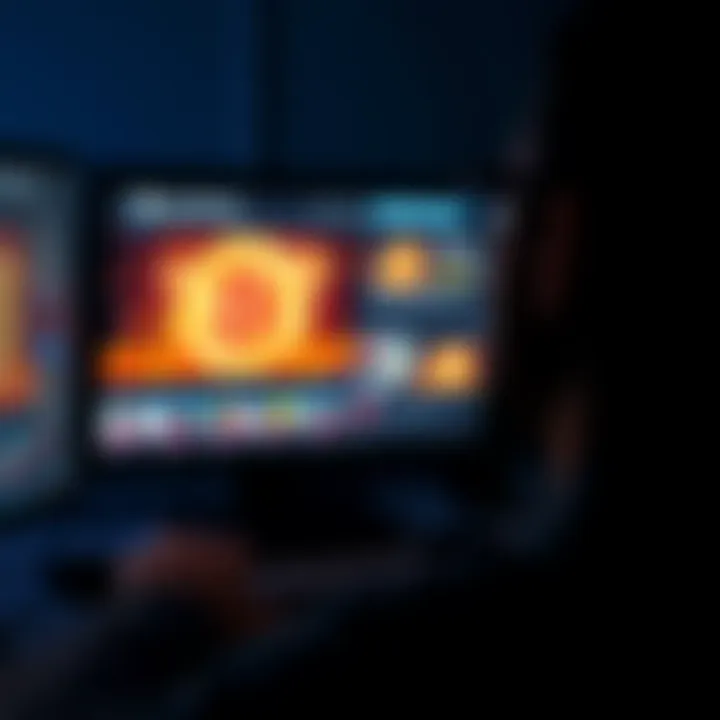 Individual focused on a computer screen displaying Bitcoin-related YouTube content