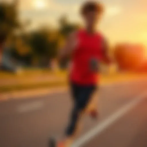 Individual running outdoors while checking fitness app on phone, symbolizing fitness accountability through a smart contract