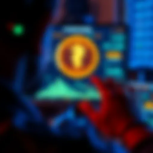 Person exploring Pi Network A person looking at a computer screen displaying Pi Network and financial data, symbolizing curiosity and development in cryptocurrency, leading to app creation.