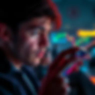 A person looking worried while examining a cryptocurrency chart on their phone, with a slight frown and a thoughtful expression.