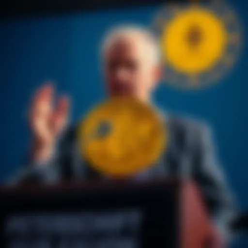 Peter Schiff speaking at a podium about Bitcoin and Ethereum treasury companies, showing concern for their business models