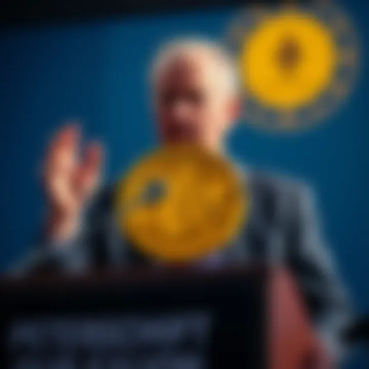 Peter Schiff speaking at a podium about Bitcoin and Ethereum treasury companies, showing concern for their business models