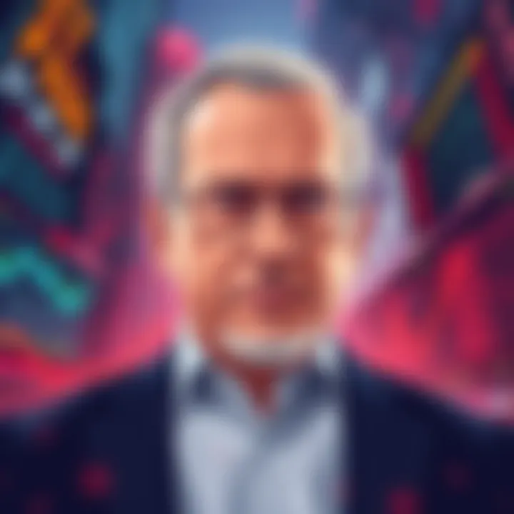 An illustration depicting Peter Schiff against the backdrop of fluctuating financial markets, symbolizing his resurgence in the finance community.