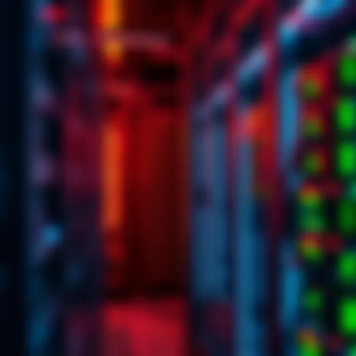 A close-up view of server racks and computer hardware that power the Phala Network, showcasing advanced technology for security and performance.